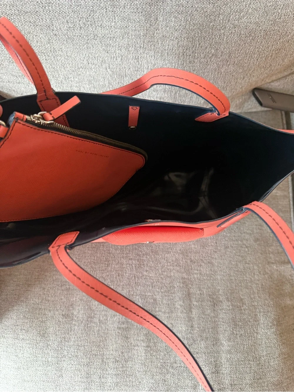Marc Jacobs Coral Pink Tote with Matching Zip Pouch